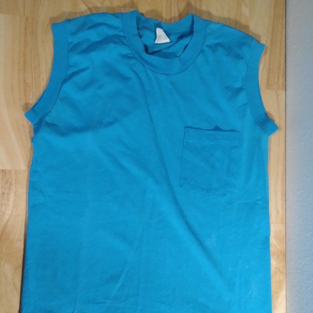 Vintage 80s Pocket Muscle Tank Top Shirt